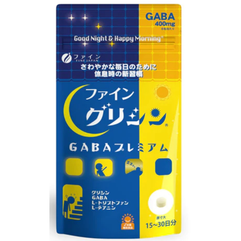 GABA плюс гліцин, L-триптофан, L-теанін Fine Japan для відновлення нервової системи  під час сну